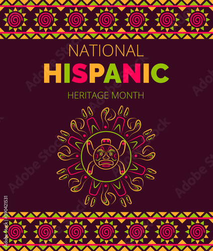Wallpaper Mural Latino American poncho ornament vector for greeting card. Parrot, cockatoo, eagle, toucan illustration embroidery. National Hispanic Heritage Month. Torontodigital.ca