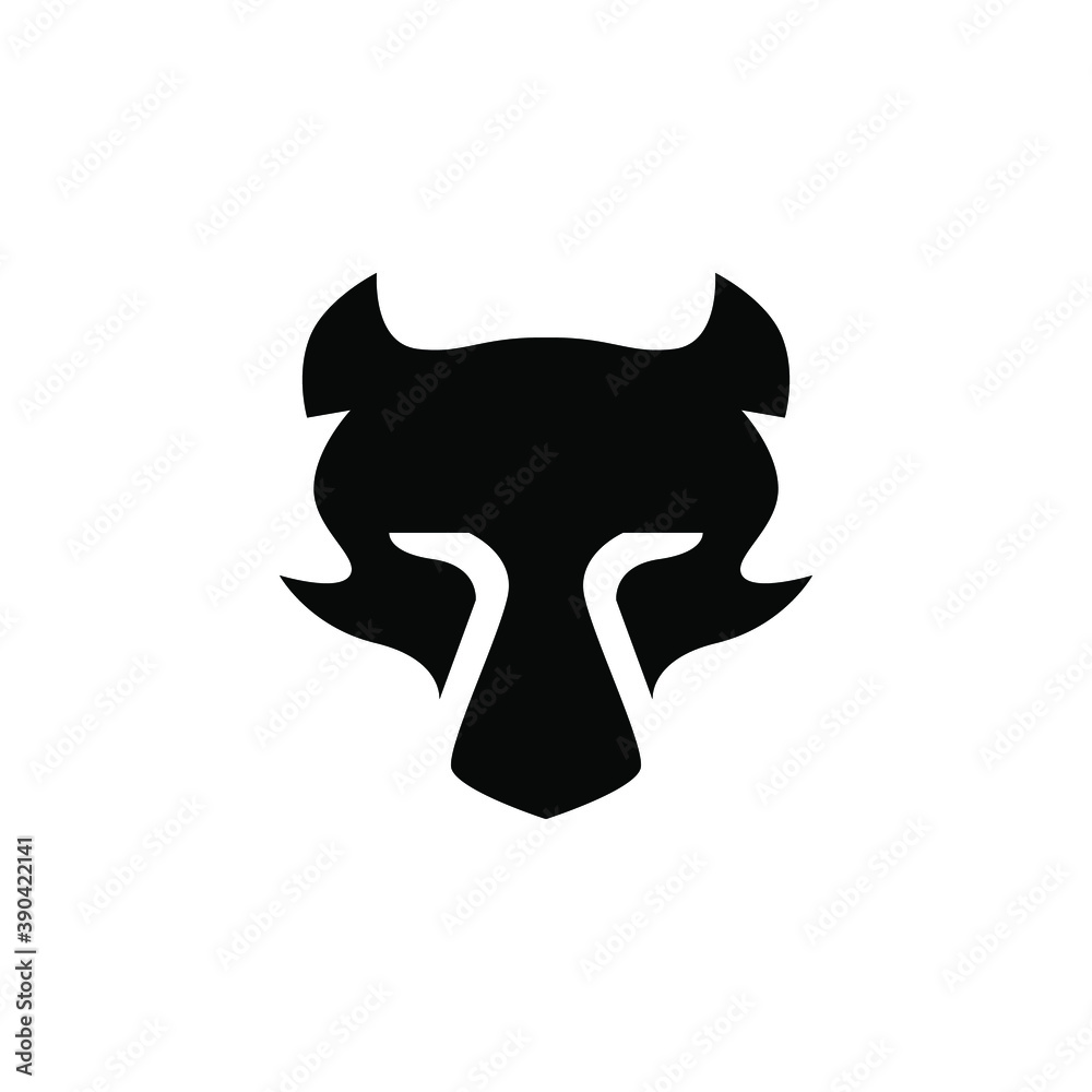 Simple fox head logo template in silhouette concept Simple fox head logo template in silhouette concept