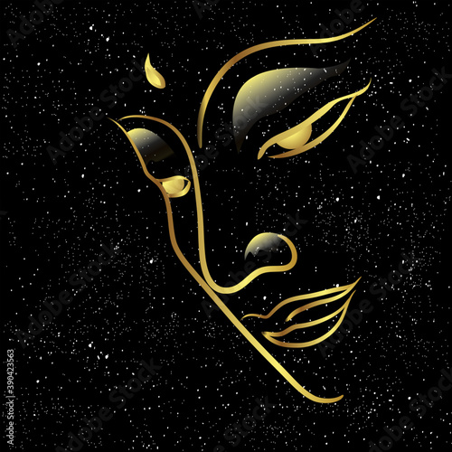Buddha face in space and galaxy