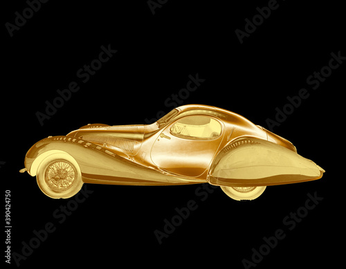 Gold classic vintage cars as an abstract art form