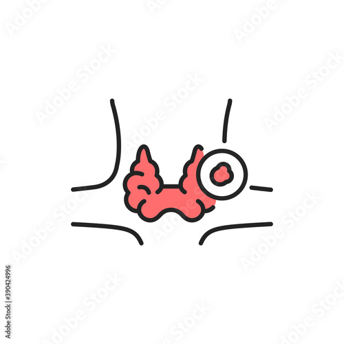 Thyroid cancer color line icon. Pictogram for web page, mobile app, promo.