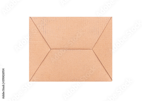 Cardboard mail box isolated on white background.