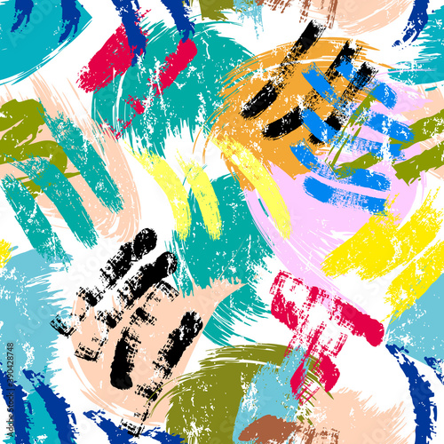 seamless abstract background composition, with paint strokes and splashes
