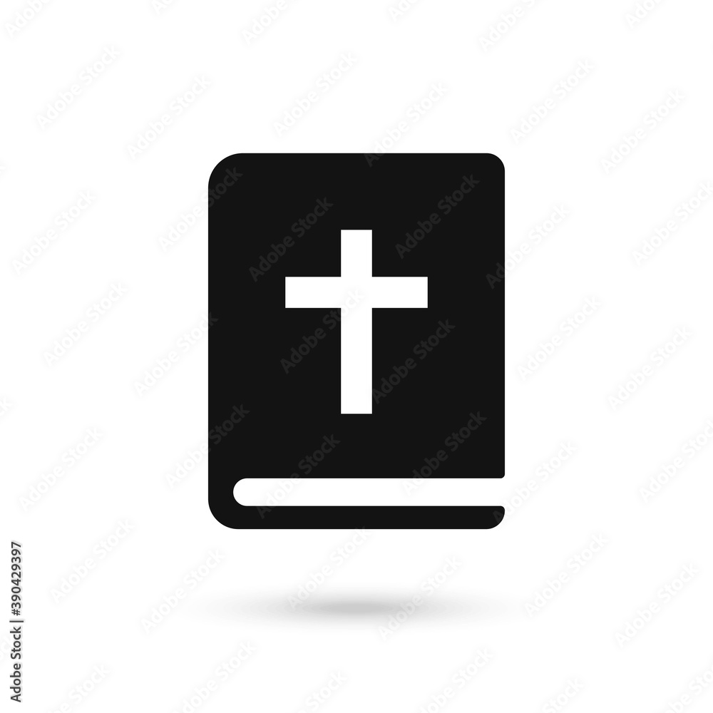 Bible book icon in flat style. Church faith vector flat design Bible book icon in flat style. Church faith vector flat design