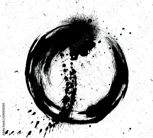 Circular Black Paint Ink Brush Splash