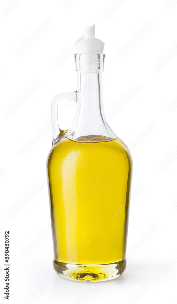 Olive oil in glass bottle isolated on white backgound with clipping path Olive oil in glass bottle isolated on white backgound with clipping path