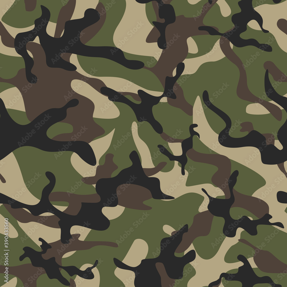 Fototapeta premium Classic vector background camouflage seamless pattern for printing clothes, fabric.