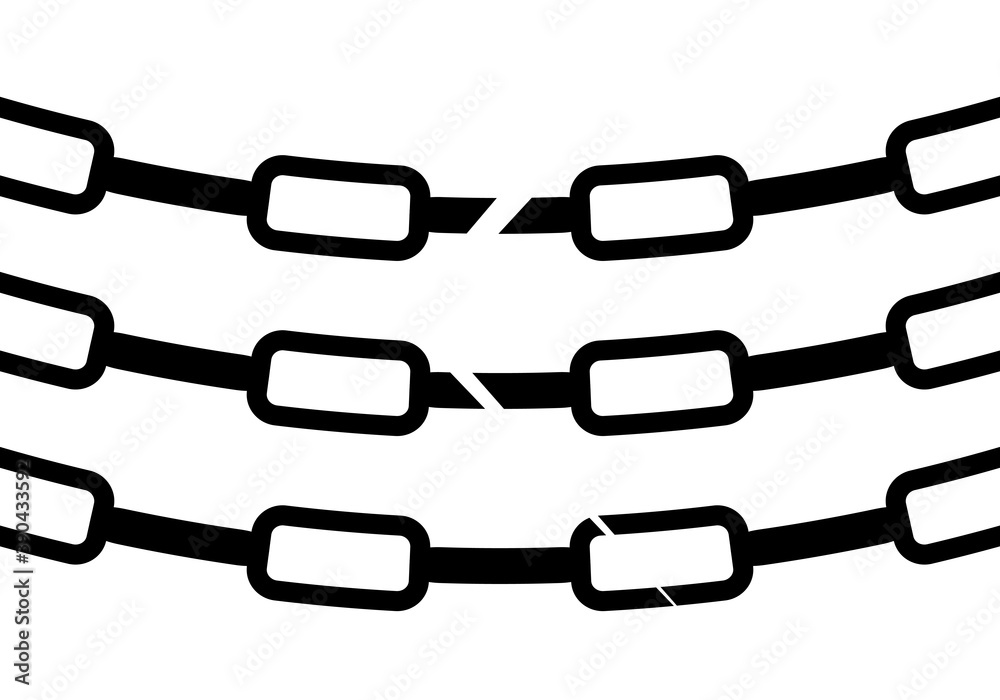 Cadenas rompiéndose en fondo blanco. Cadenas rompiéndose en fondo blanco.