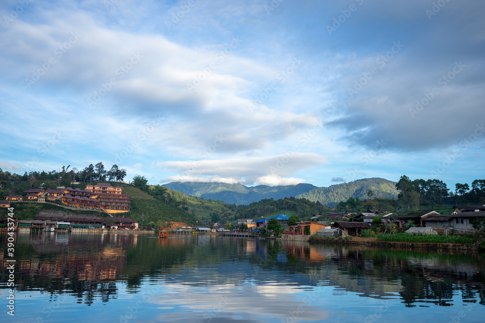 Obraz premium landscape with lake and mountains