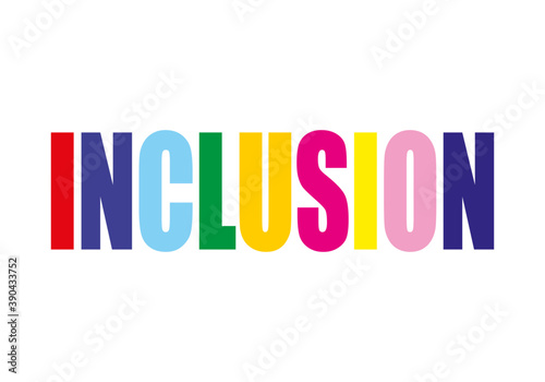 Título multicolor de inclusión a personas discapacitadas.