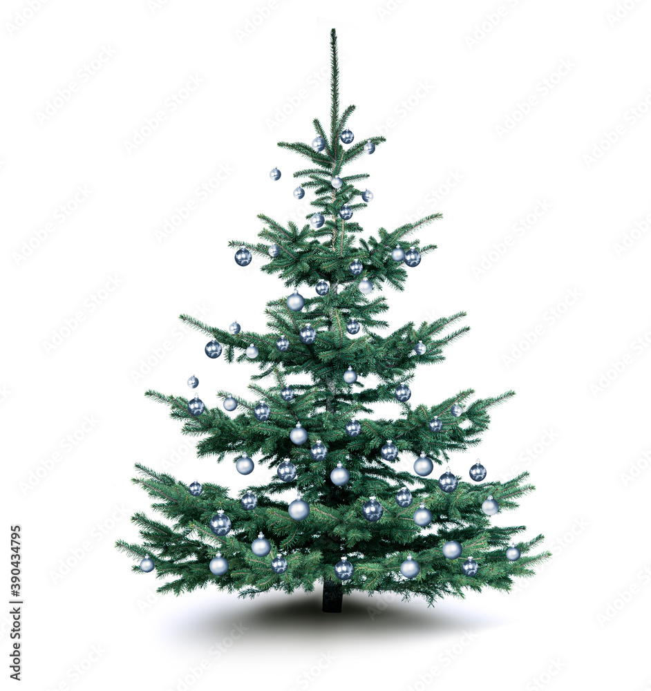 Weihnachtsbaum mit Silbernen Christbaumkugeln