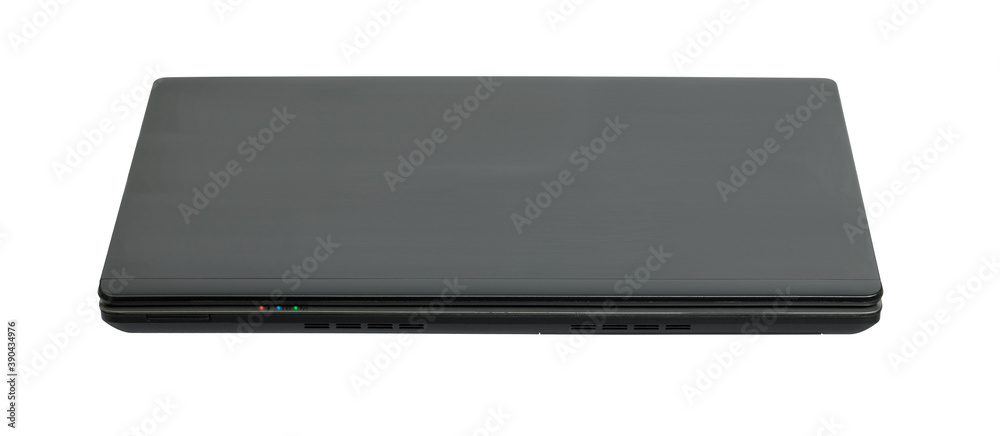 closed laptop black isolated on white background