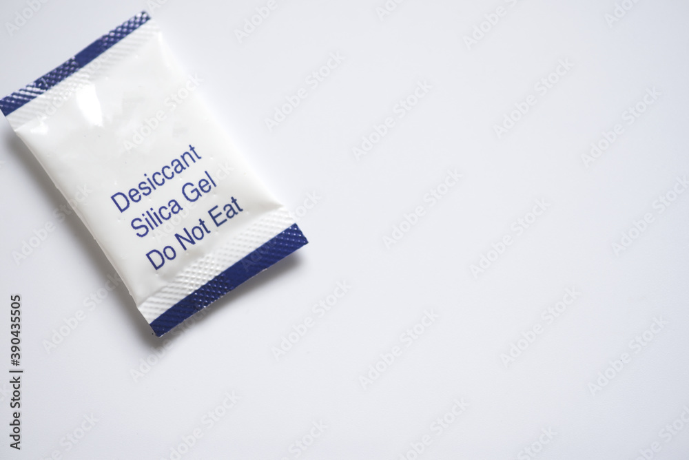 Desiccant Silica Gel Package on white background Desiccant Silica Gel Package on white background