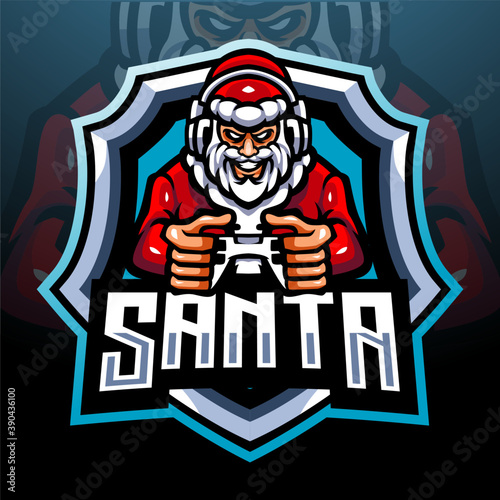 Santa gamer mascot. esport logo design