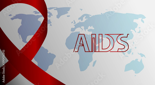 Awareness About AIDS. World day of fight against AIDS. red ribbon and planet earth. Vector illustration of EPS10.Great for printing banners, flyers, and other graphics
