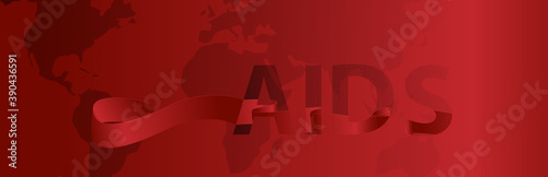 Awareness About AIDS. World day of fight against AIDS. red ribbon and planet earth. Vector illustration of EPS10.Great for printing banners, flyers, and other graphics