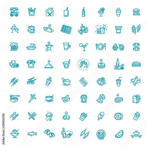 Food courts icons set. Outline set of food courts vector icons