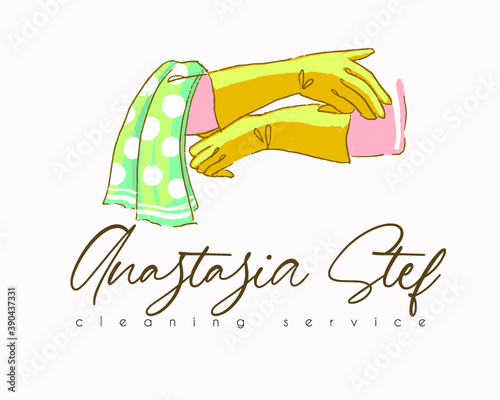 Cleaning service hand-drawn premade logo