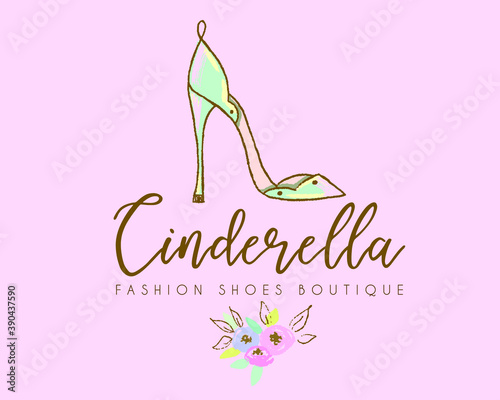 High heels hand drawn logo design