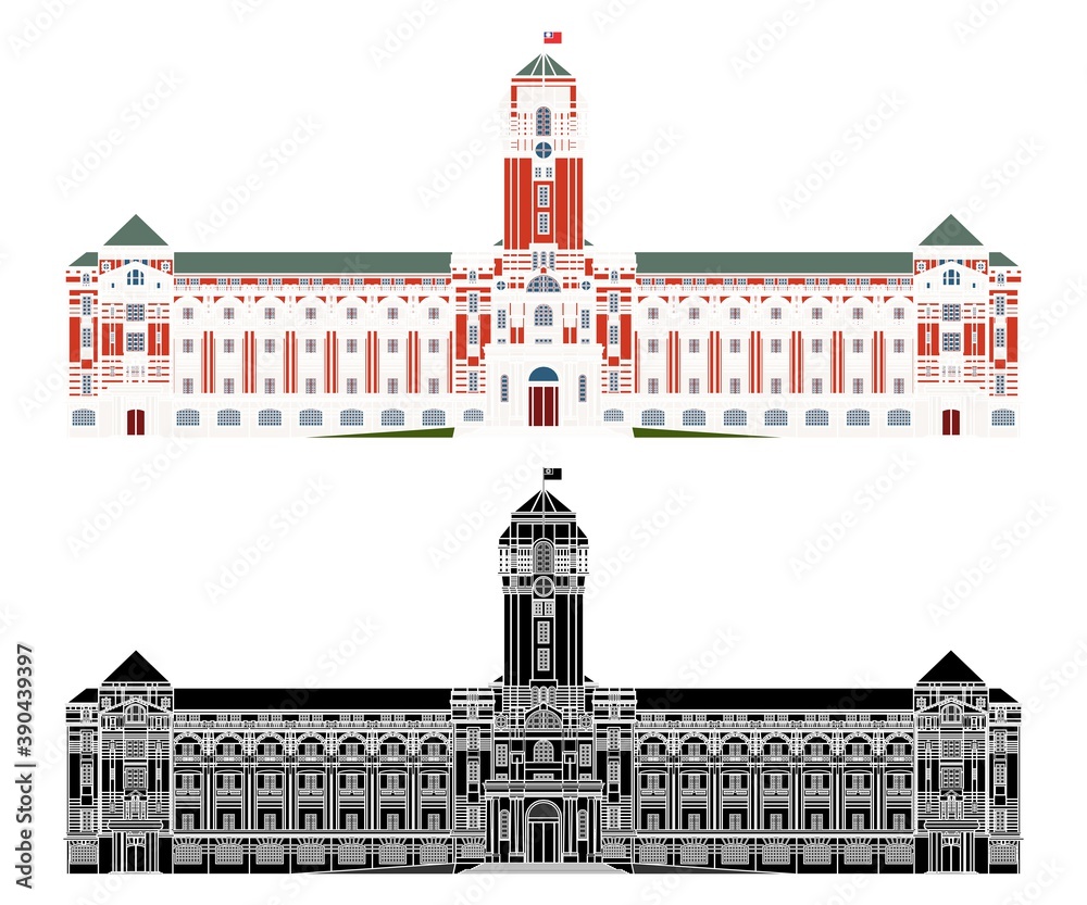 Fototapeta premium Office of the President Taiwan. Without outline.