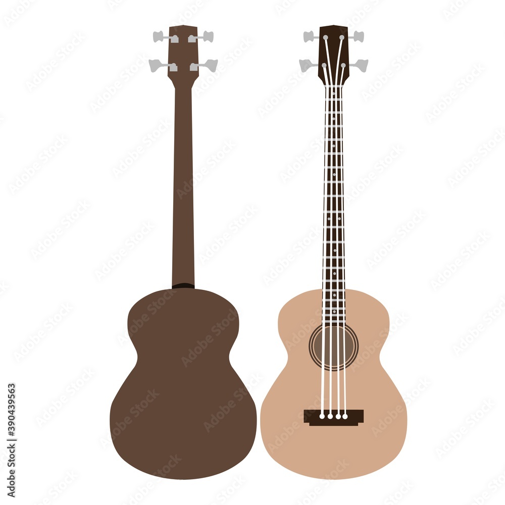 Naklejka premium illustration of two acoustic bass guitars clipart vector