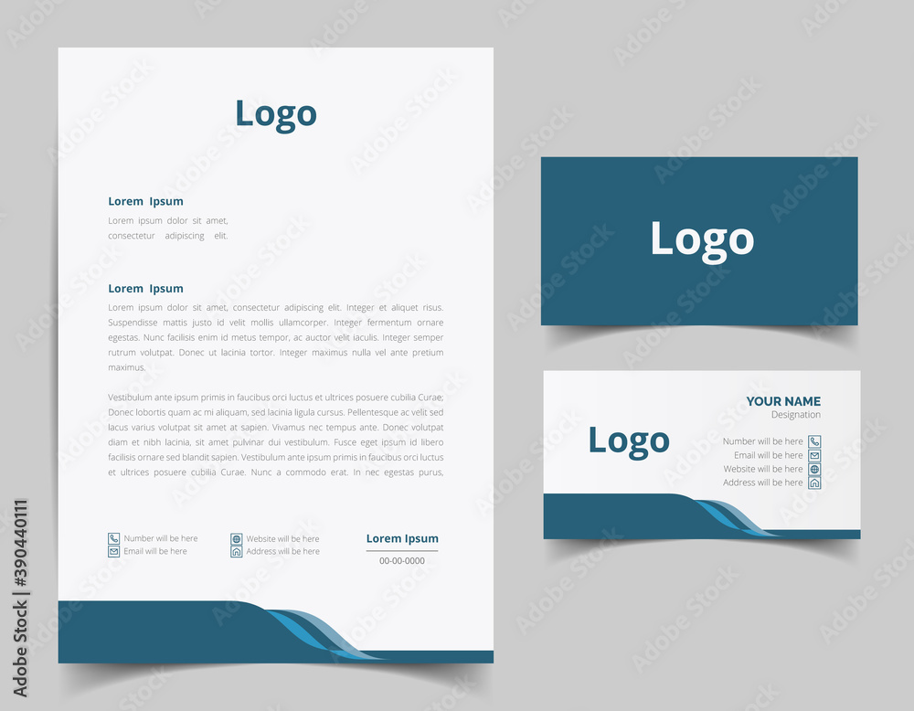 Letterhead and business card template design. Modern Creative & Clean business style with corporate pattern. letterhead design set. business card set. full vector file 