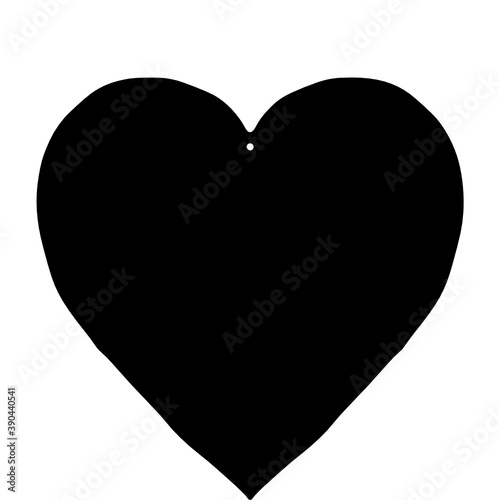 Decorative silhouette of heart in a black and white colors
