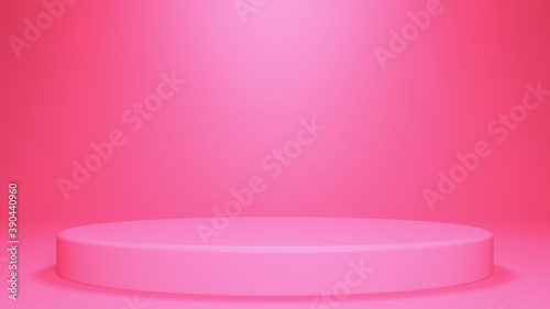 Oval podium pink, pink stand, background, 3D rendering, 3D illustration © Roman