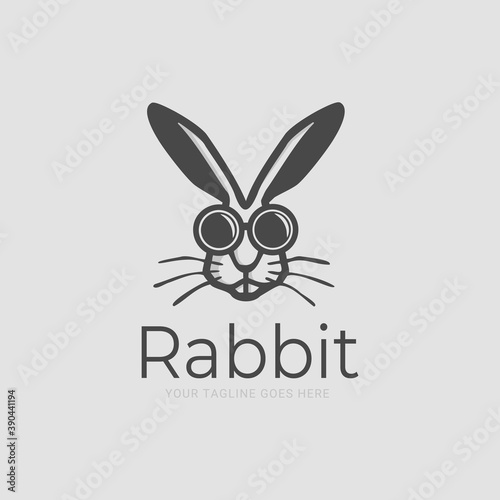 Cool Rabbit head Logo. Cute cartoon bunny vector illustration