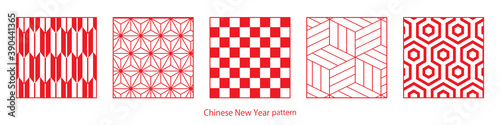  春節、中国、中華、旧正月、正月、和柄素材、伝統模様、パターン、セット、和柄