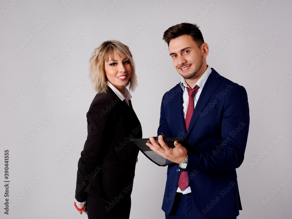 Business personnel are shown smiling and with positive and confident aptitude Business personnel are shown smiling and with positive and confident aptitude