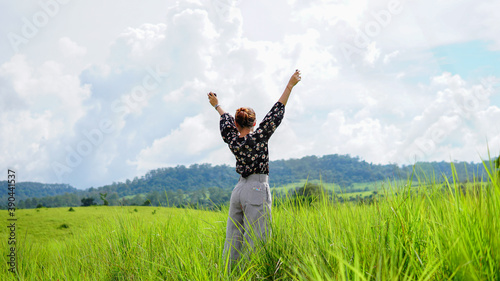 Happy girl with bright day