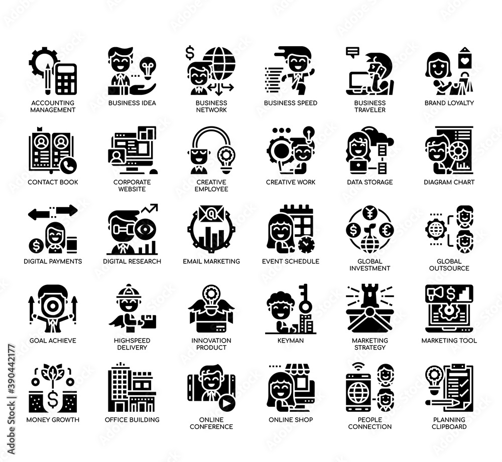 Set of modern business thin line and pixel perfect icons for any web and app project.