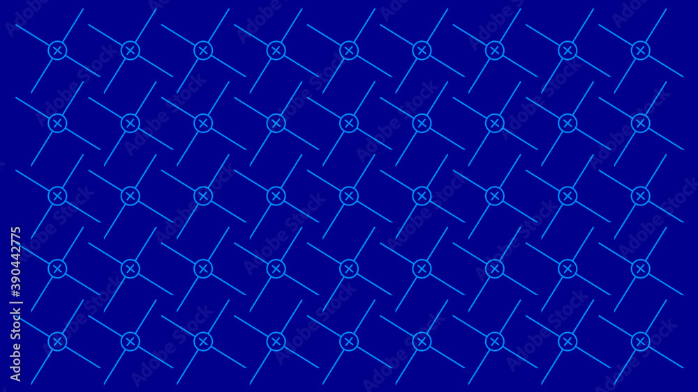 Crossing diagonal lines and circles structure on blue background. Minimalistic pattern Crossing diagonal lines and circles structure on blue background. Minimalistic pattern