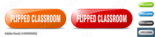 flipped classroom button. key. sign. push button set