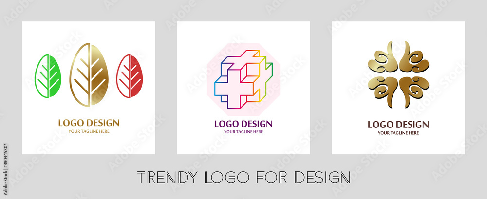 3 trendy vector logos for design 3 trendy vector logos for design