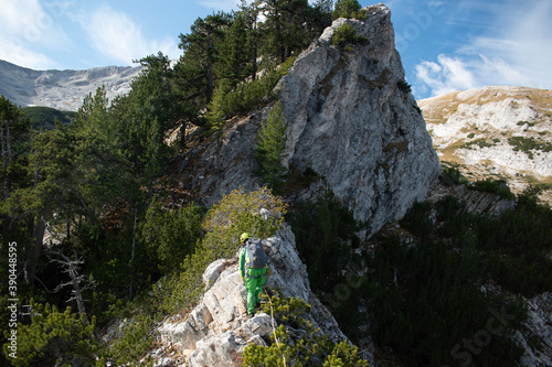 Rock climbing in the most difficult mountain ridge in Bulgaria called Sedonos. 