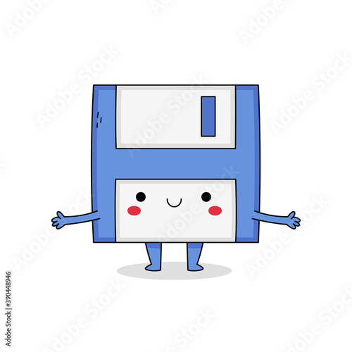 Cute floppy disk cartoon character