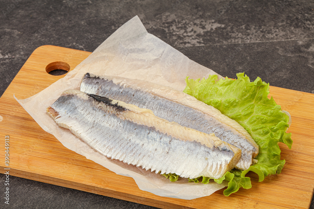 Herring fillet with salad leaves Herring fillet with salad leaves