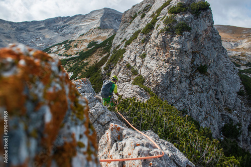 Rock climbing in the most difficult mountain ridge in Bulgaria called Sedonos. 