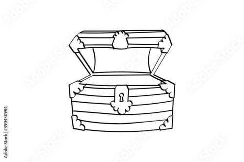Opened chest, monochrome coloring page style
