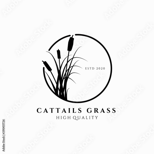 cattail grass logo vector illustration design, circle emblem