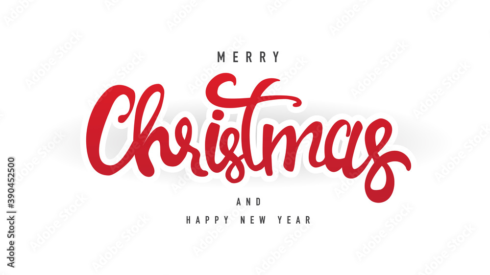 Merry Christmas vector Calligraphic ,Red hand lettering inscription to winter holiday on isolated white background,Vector illustration EPS 10