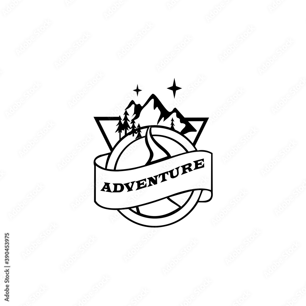Outdoor logo design template.Mountaineering, Hunting. Outdoor recreation, adventure in the mountains.