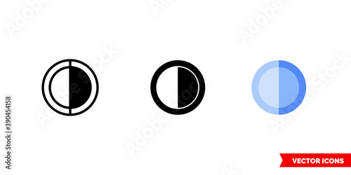 Half occupied icon of 3 types color, black and white, outline. Isolated vector sign symbol.