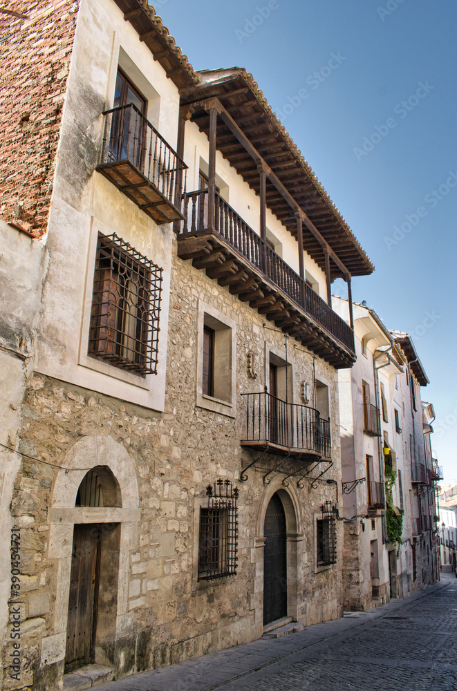 Traditional architecture houses in San Pedro street, Cuenca city