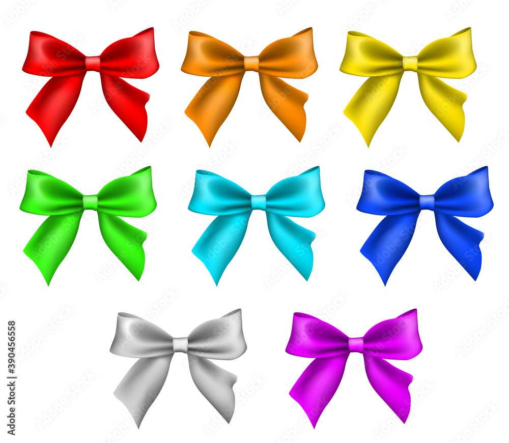 Big set of colorful gift bows. Vector illustration.