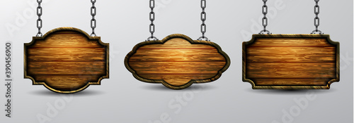 Vector realistic illustration of wooden signboard