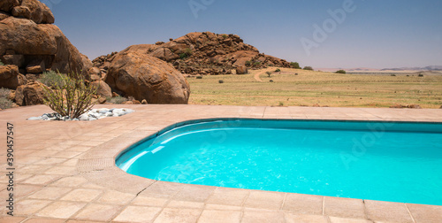 Pool with namibian desert view