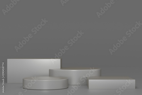 Cylinder podiums on background. Abstract pedestal scene with geometrical. Scene to show cosmetic products presentation. Mock up design empty space,Showcase,shopfront,display case